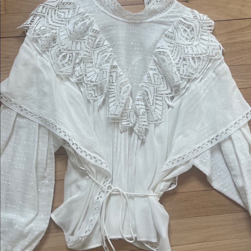 IRO White Textured Blouse lace size S - Picture 4 of 12